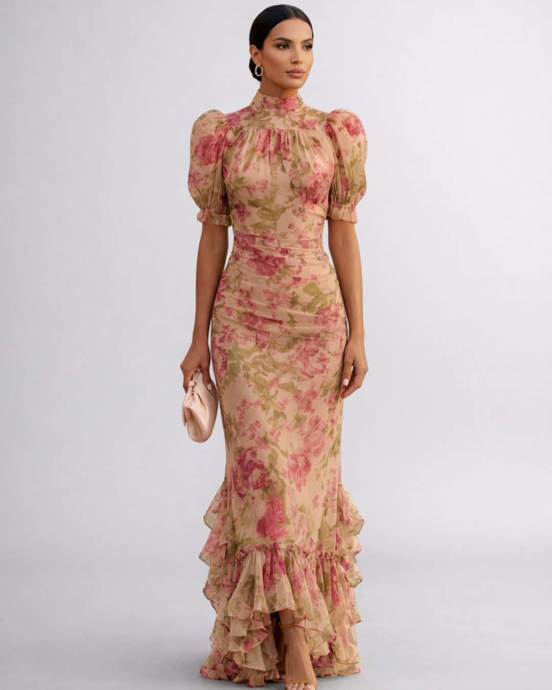 Ordo Maison™ Milano Abito Floreale Chiffon Rosario