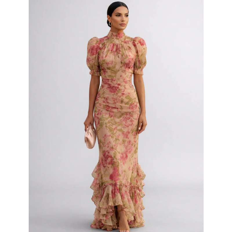 Ordo Maison™ Milano Abito Floreale Chiffon Rosario