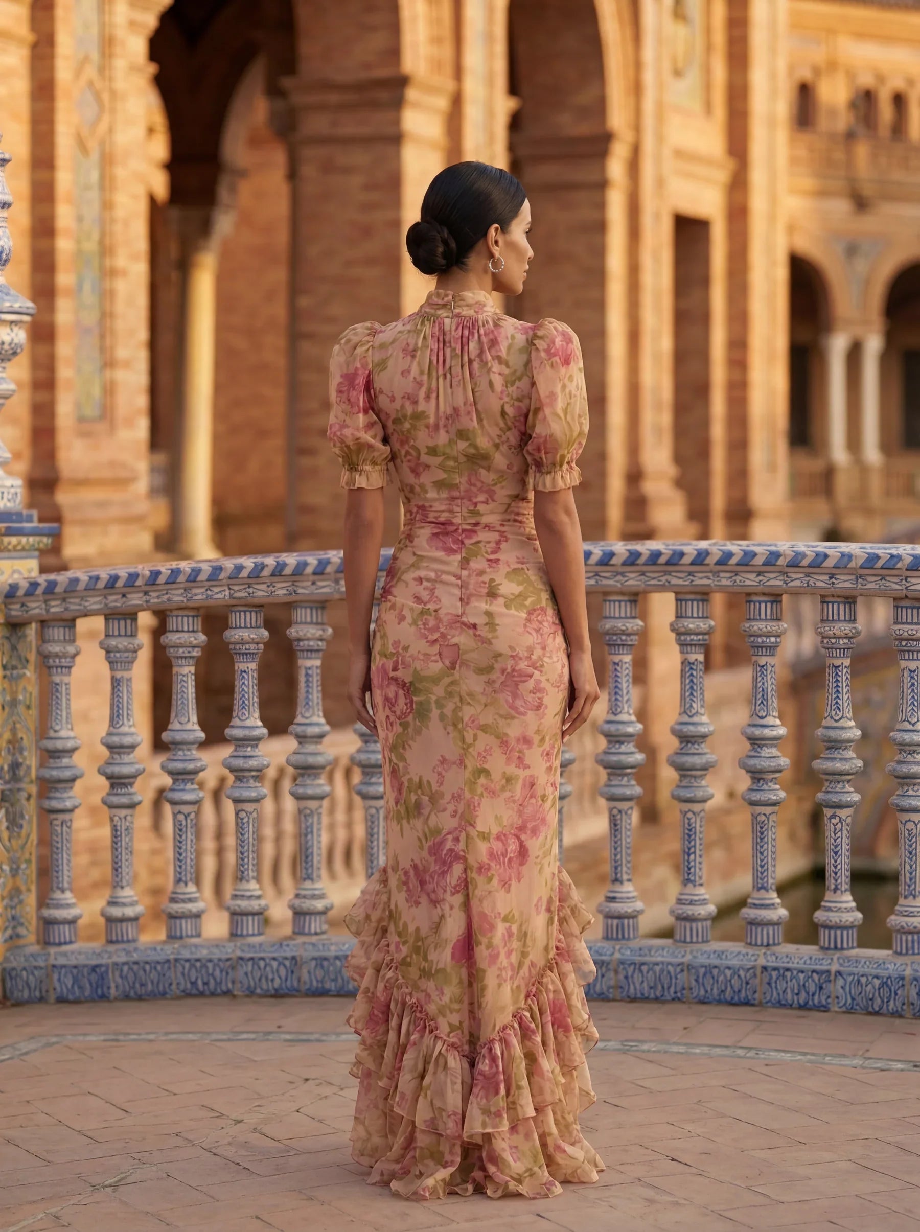 Ordo Maison™ Milano Abito Floreale Chiffon Rosario